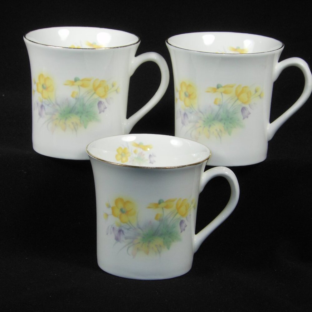 3 beautiful tea/coffee mugs. Old Foley UK James Kent bone china